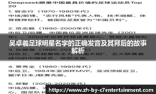 吴卓羲足球明星名字的正确发音及其背后的故事解析